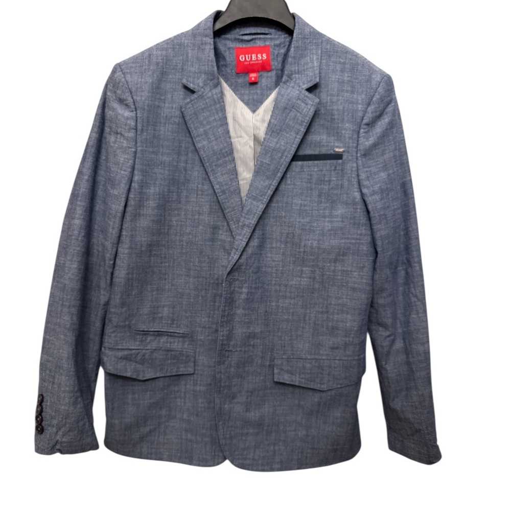 Guess Men Light Blue‎ Lightweight Polo/Sports Blazer Size Medium Striped Lining